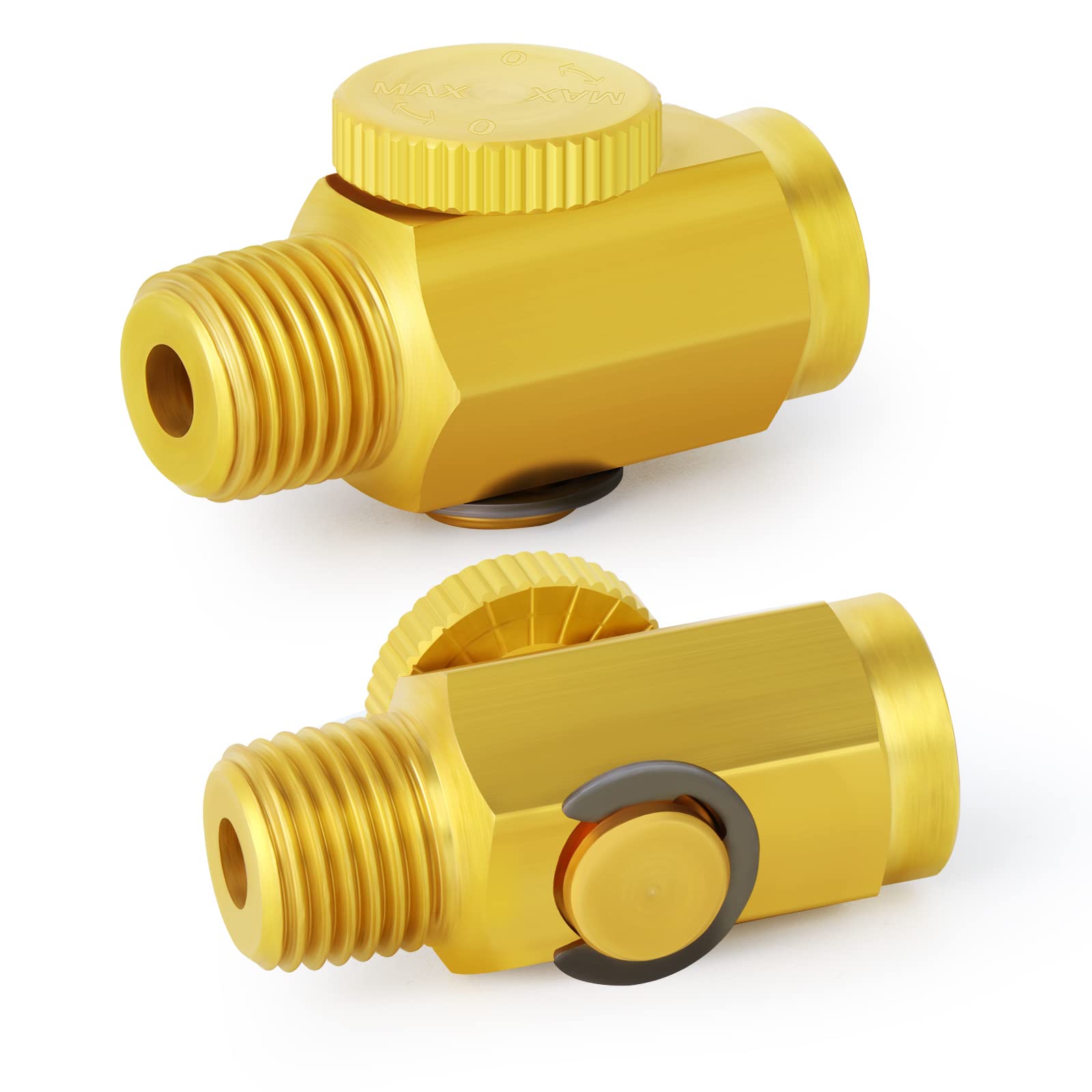 TAISHER2PCS Brass Air Compressor Accessories Control Tool，in-Line Air Flow Regulator Valve 1/4" NPT Male x 1/4" NPT Female