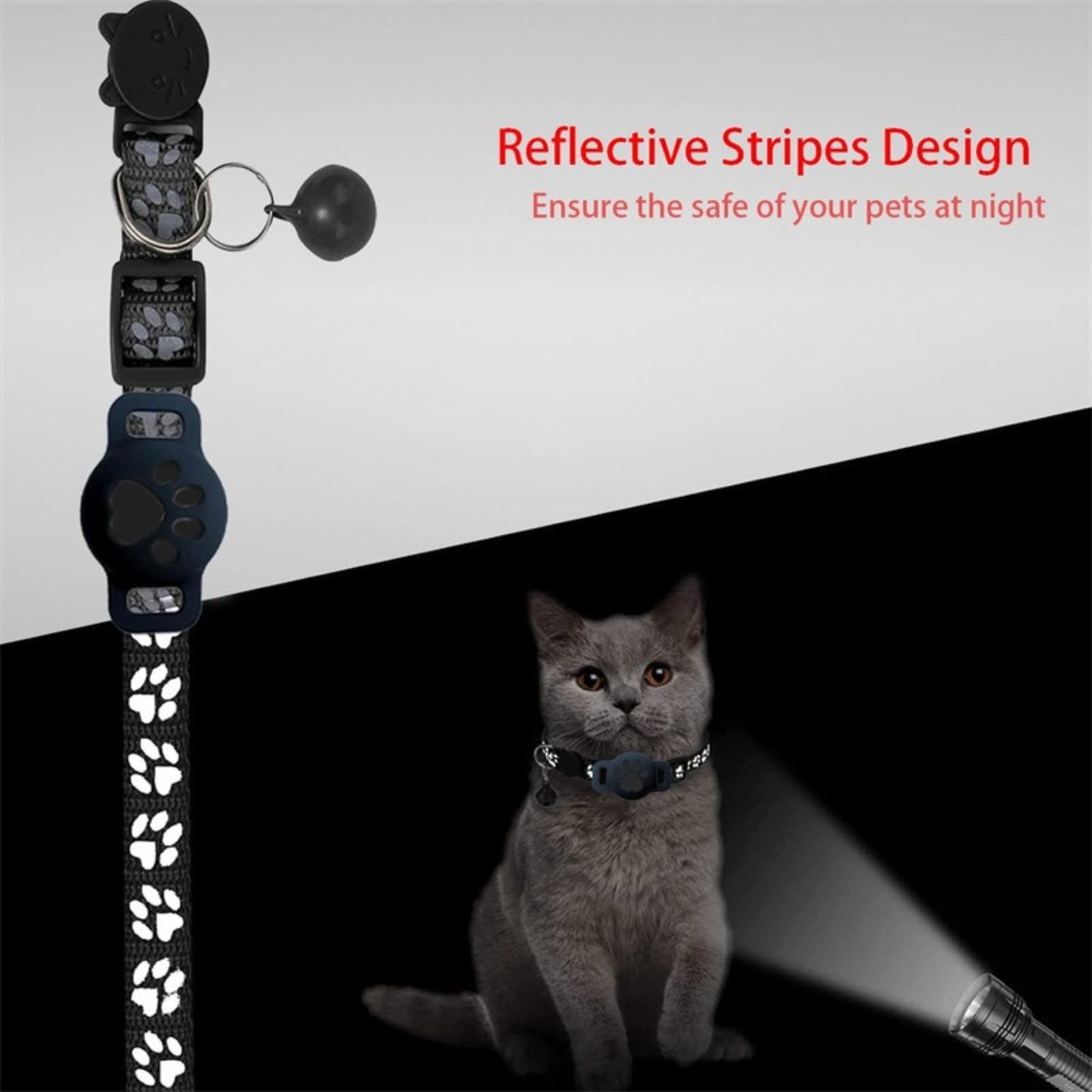 Collare GPS per gatti, GPS per gatti senza canone mensile, nessuna SIM richiesta (compatibile con Android e iOS), collare localizzatore compatibile con goo- gle Find My