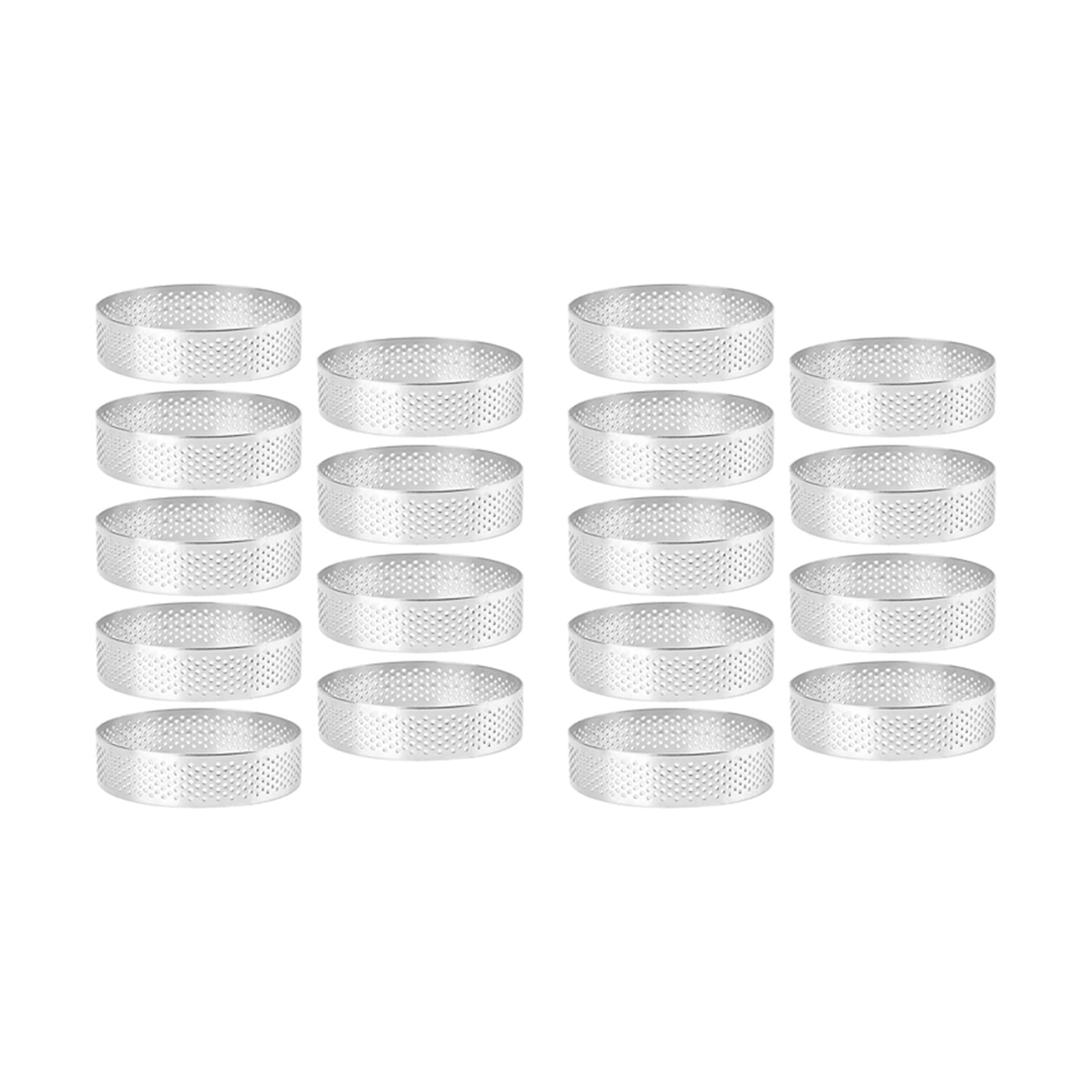 Hndhbfgrt 18 Pack Round Tart Ring, Mousse Rings, Stainless Steel Heat- Perforated Mousse Rings, Metal Round Ring Mold