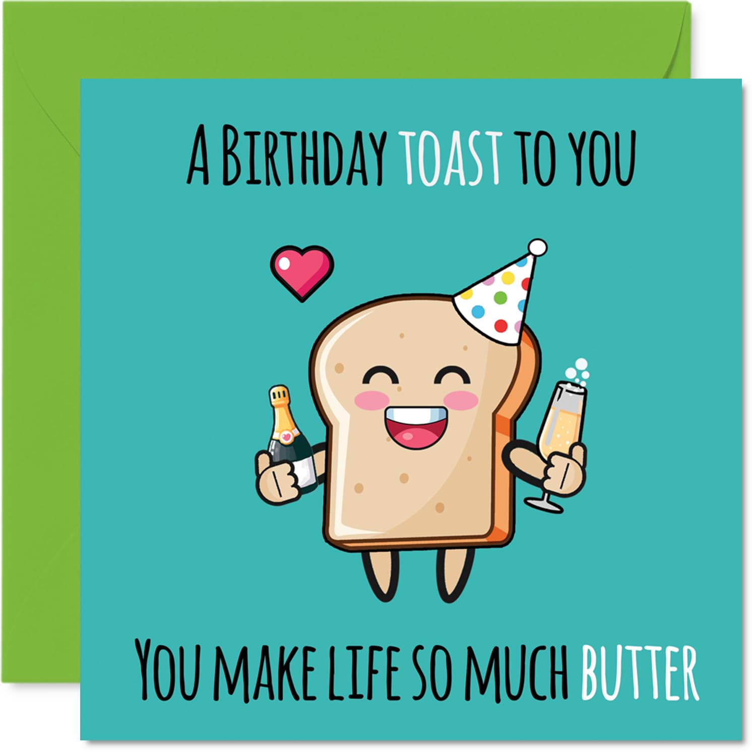 Family Birthday Card - Cute Toast - Happy Birthday Card for Family from Colleague Friends, 145mm Bday Greeting Cards