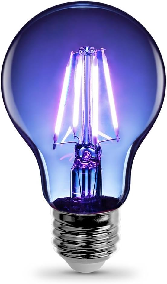 Modvera Eco-Friendly LED Light Bulb Medium Based A19 3 Watt E26 Base 15,000 Hour Lifespan Clear Glass Lights Up Transparent Blue Carded Incandescence Dimmable