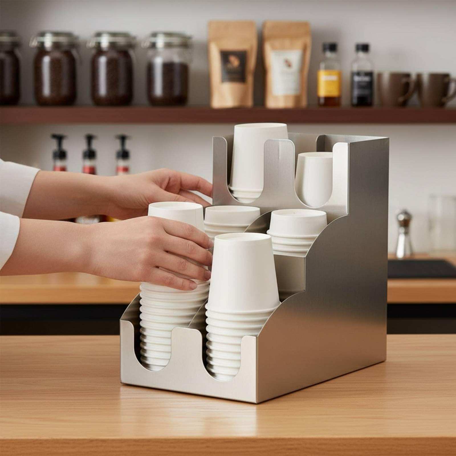 Yajuyi Porta Cannucce Portaoggetti Acciaio Inox Organizer Dispenser Bicchieri Vassoio Multifunzione Adatto a Commerciali Self-service Sala Break, color to 2