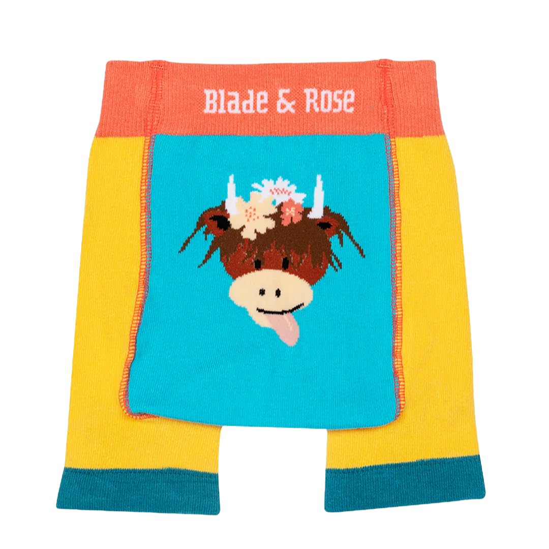 Blade & Rose Unisex Yelow/Blue/Orange | Bonnie Highland Cow Shorts | Clothing For Babies & Toddlers | 6-12 Months | /Yellow