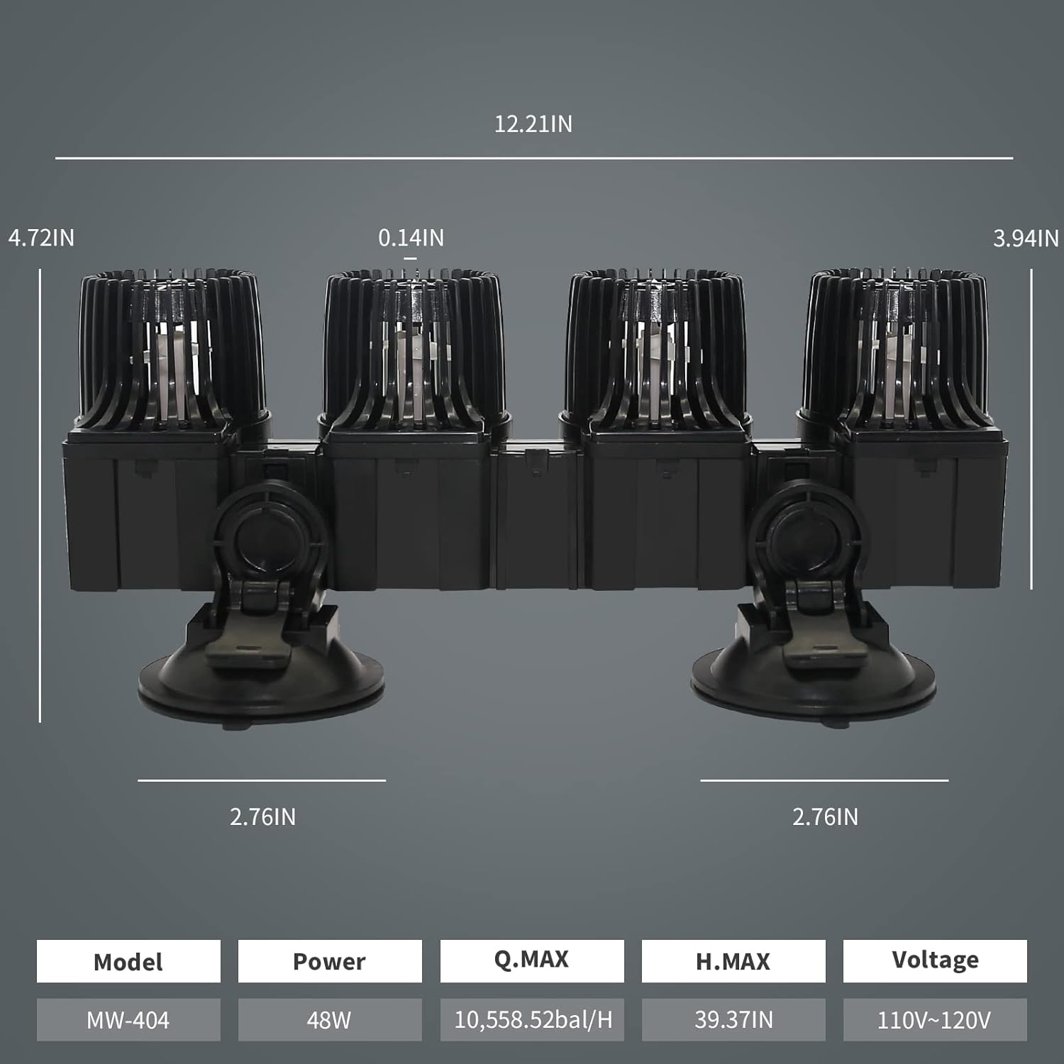 Upettools 12680 GPH Wave Maker Aquarium Circulation Pump - 4-Head Powerful Submersible Powerhead for Fresh & Saltwater Tanks (180-300 Gallons) with Adjustable Flow - Black