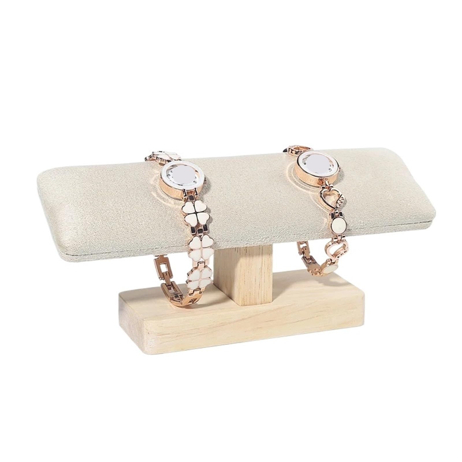 ZWCSHUU Watch Stand 1pc Fashion Wooden Bracelet Jewelry Display Stand Necklace Bangles Watch Storage Rack Holder(A ricevelvet)
