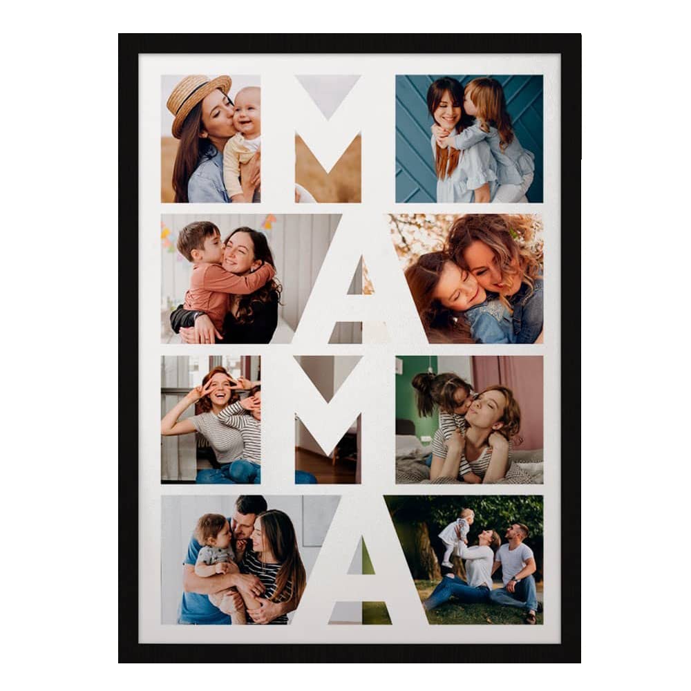 Genérico Lámina Personalizada Mamá con Marco Foto Fotografías Regalo día del Padre Madre (MAMÁ - Negro)