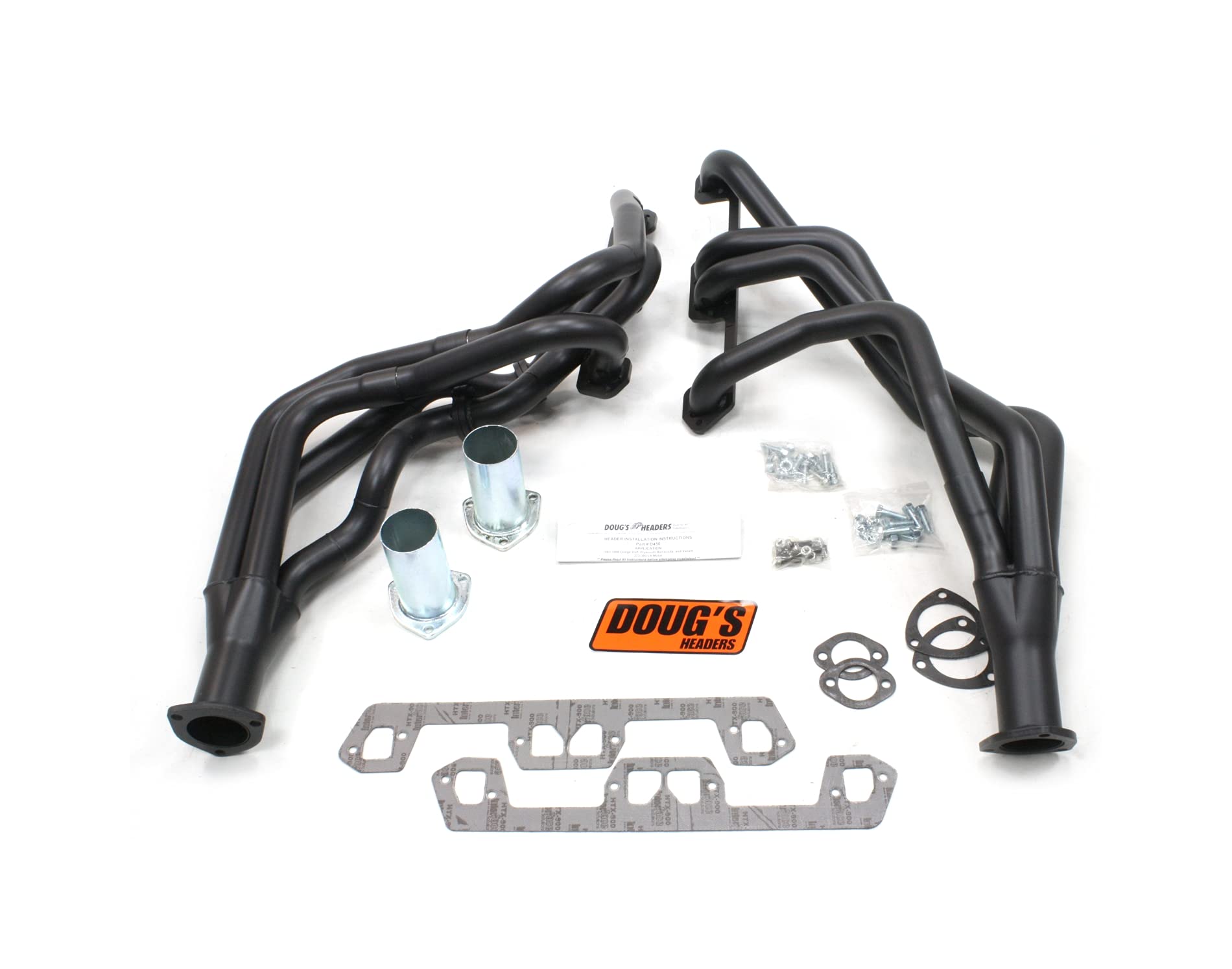 Doug's Headers(D450-B) 1-5/8" 4-Tube Black Coating Hi-Temperature Full Length Exhaust Header for Mopar Dart Small Block Engine