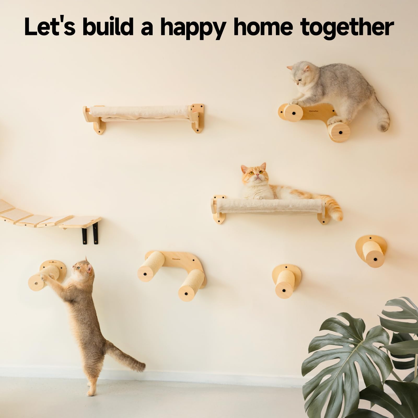 MEWOOFUN Katzenhängematte zur Wandmontage mit abnehmbarem Bezug, 52x32cm große Katzenwandmöbel aus