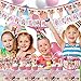225 Pcs Pink Birthday Party Supplies Party Decorations for Girls Include Happy Birthday Banner, Balloons, Pennants, Hanging Swirls, Cake&Cupcake Topper, Tableware, Forks, Knives, Spoons