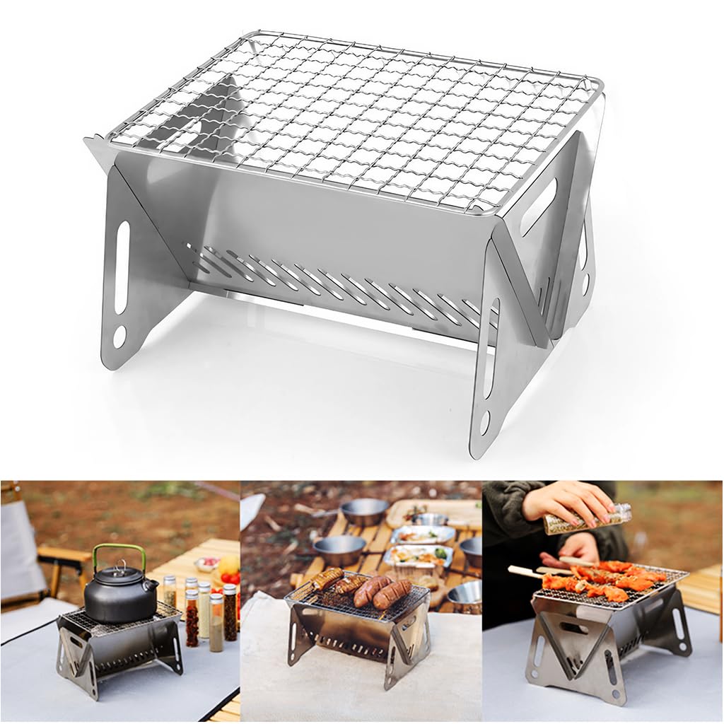 Optifit® Camping BBQ Stove Mini BBQ Grill Folding Stainless Steel BBQ Stove Easy Camping BBQ Stove Card Stove DIY Assembly Portable BBQ Stove, 21x16x13cm (B0D2RD5NCL) Amazon Price History, Amazon Price Tracker