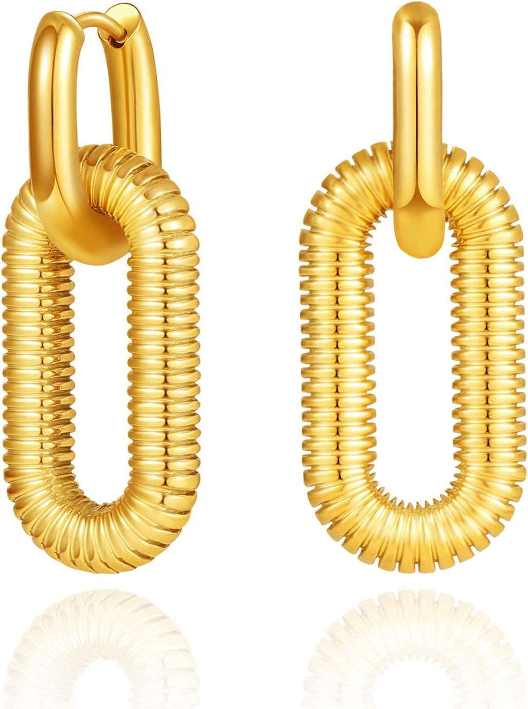 Oasisgalore Chunky Gold Hoop Earring for Women, 18K Gold Plated Lightweight Thick Gold Hoops Earrings, Hypoallergenic Gold Hoops Trendy Jewelry for Gift