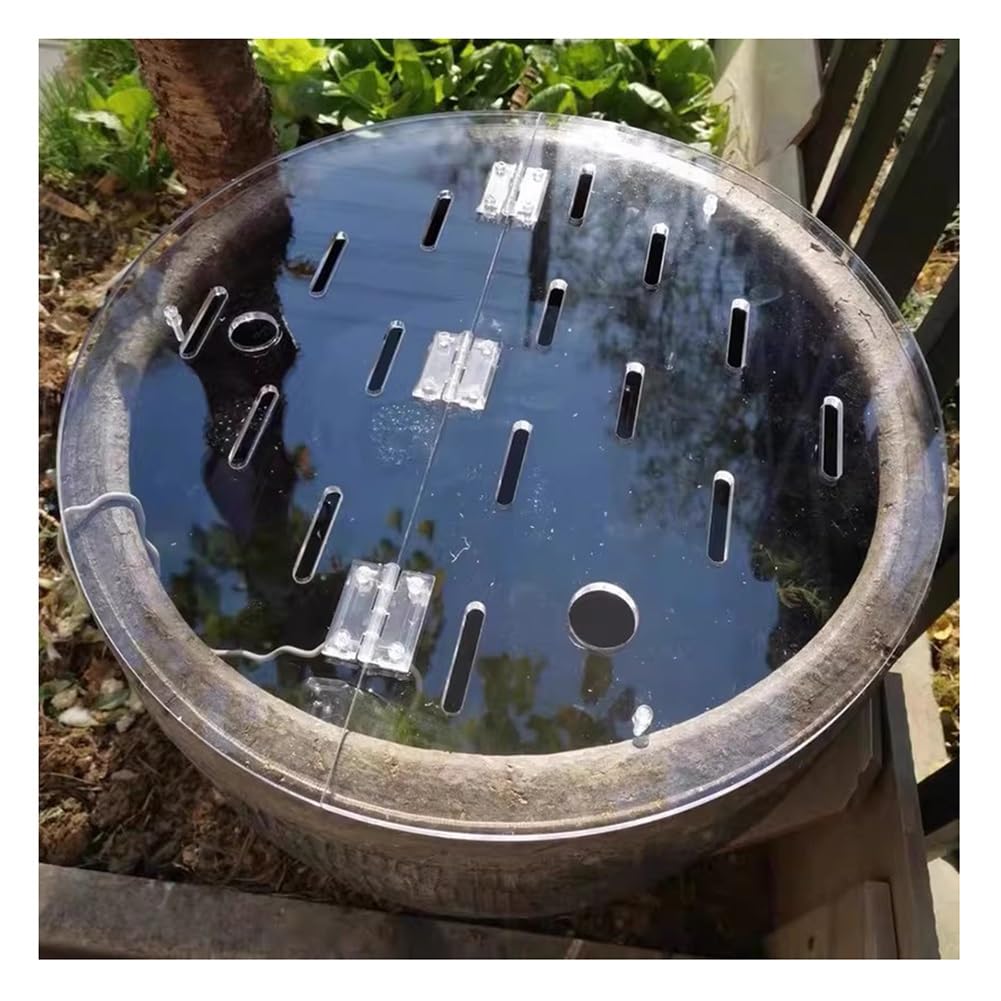 Tapa acrílica para acuario redondo, cubierta de pecera a prueba de gatos con agujero y bisagras, diseño a prueba de saltos, accesorio personalizable
