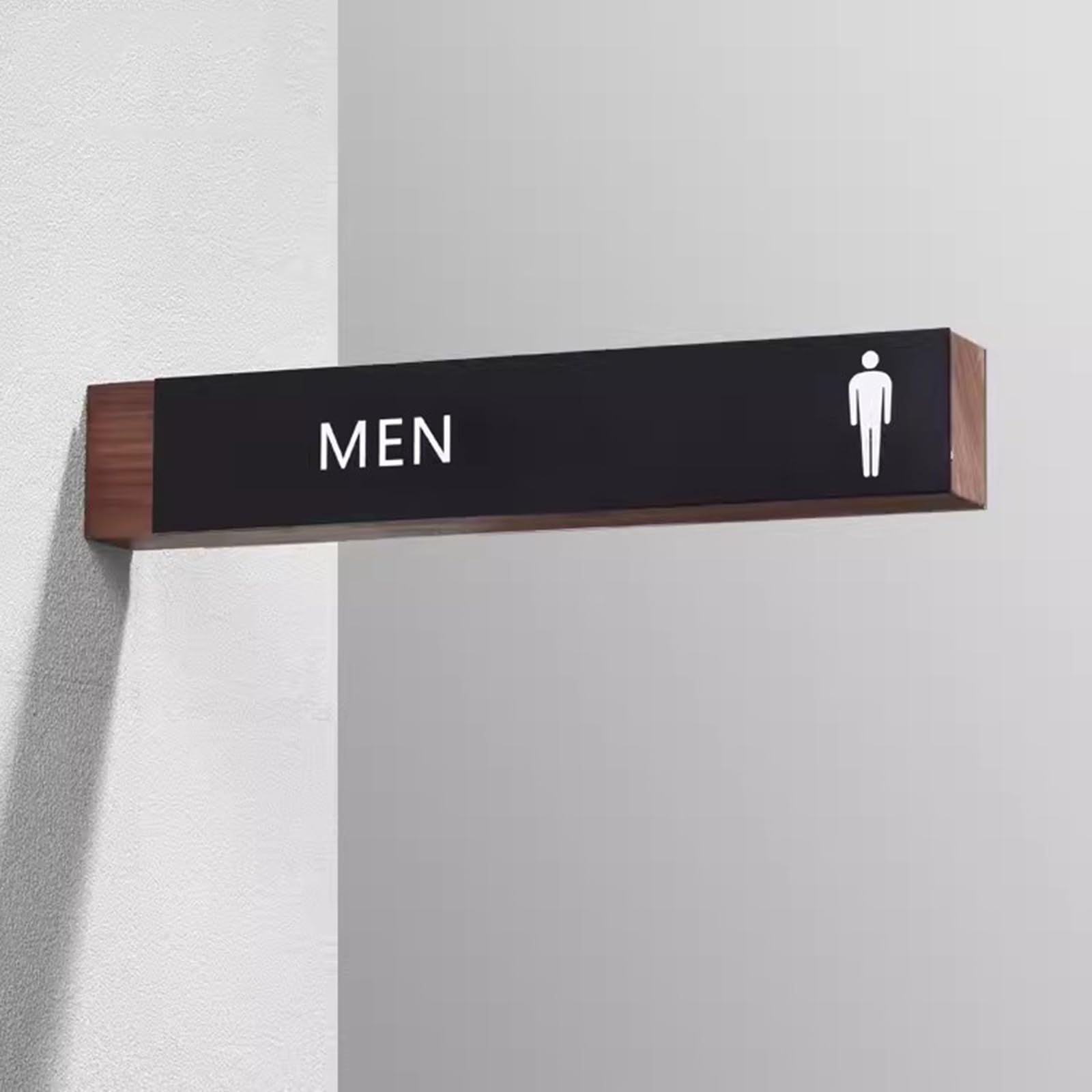 vrfvsdasAAS LED restroom sign, Aluminium/Wood Toilets Door Plaque, Wall Installation, for Business or Office and Restaurants, 32x6cm