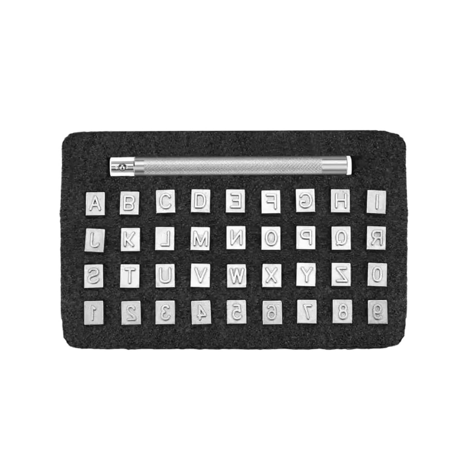 Leather Letter Stamp Set Leather Craft Stamping Tools 36pcs Kit Alphabet Number Capital Letter Pattern Stamps for Clay DIY Leathercraft(36pcs 3.0mm)
