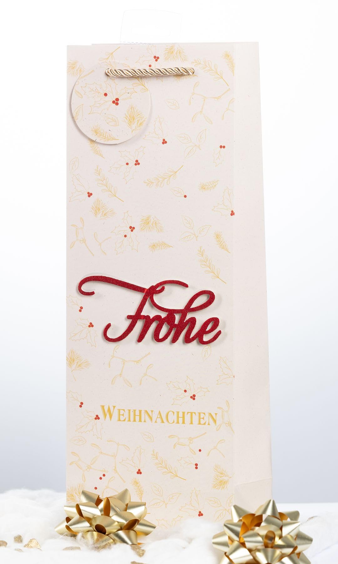 Laro Premium Line Weinflaschentüten Geschenktüten Weihnachten/3d-Schriftzug 10/20/40/100stk Größe: H36x B13x T8,5x cm Flaschentüte, Anzahl:100, Muster Tüten:Weihnachten 3d Schriftzug