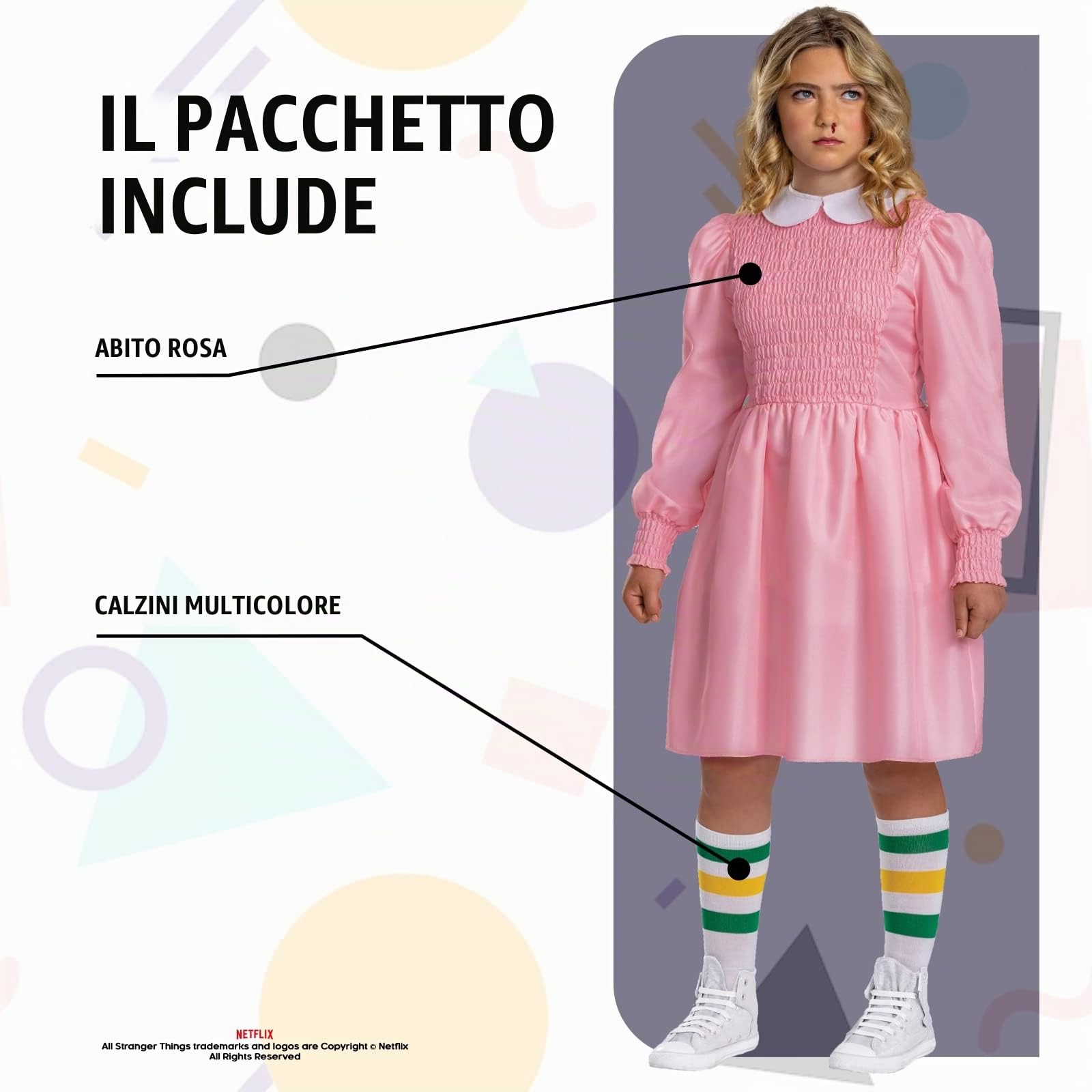Disguise Costume Undici Bambina Classico, Vestito Ufficiale Netflix Stranger Things Bambine Taglia L