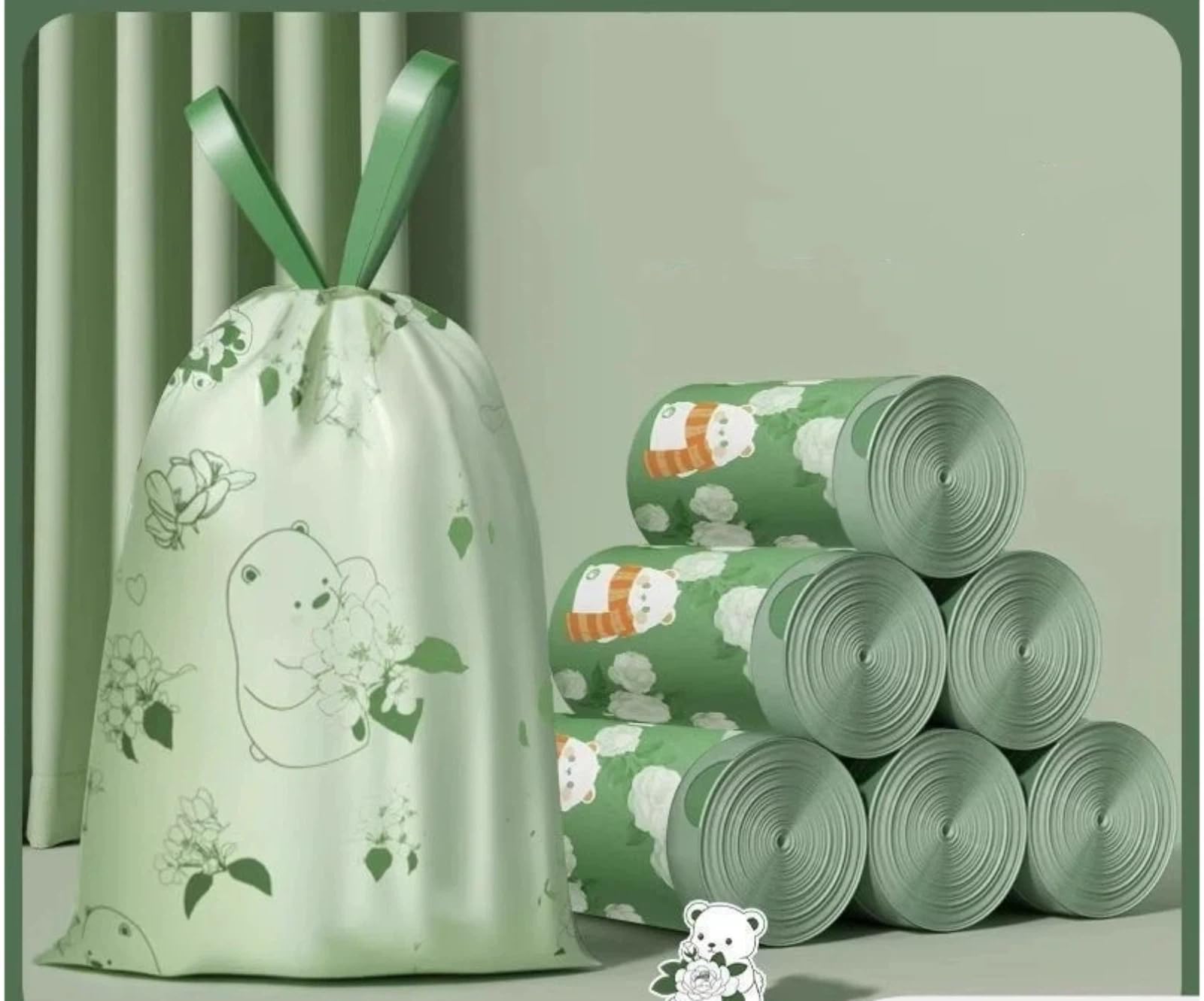 Drawstring garbage bag, thickened, household, handheld, extra large, extra thick, no-tear closure, plastic bag, economical pack, thick version
