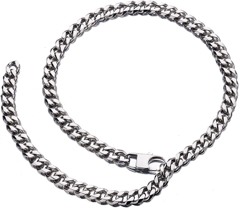 Jxlepe Cuban Link stainless steel Chain Gold/Black/White Custom 6/10/12/14mm Width 18"~30" Length Curb Choker Necklace for Men Women mens