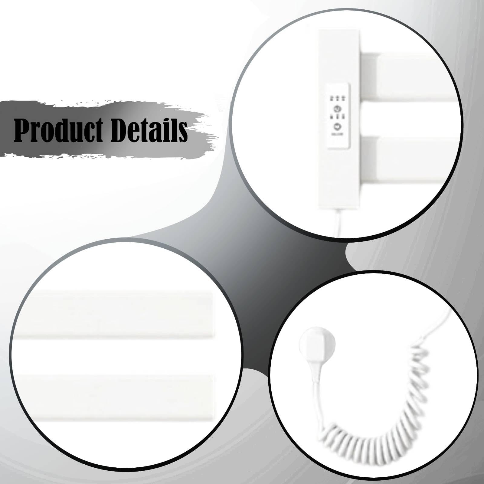 F Fityle Toallero eléctrico con calefacción, Calentador Toallas, secador Toallas eléctrico Impermeable con Enchufe para, baño, Blanco