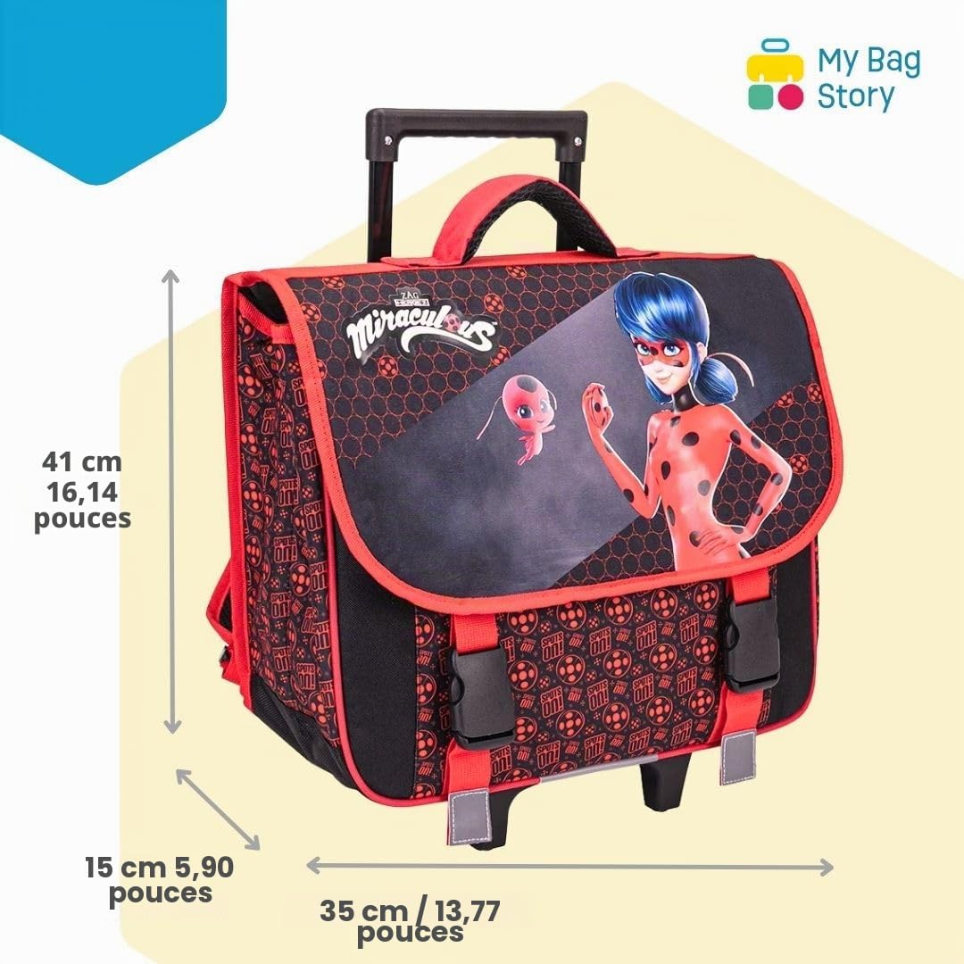 mybagstory - Miraculous - Cartable à roulettes Fille 41x35x15 cm