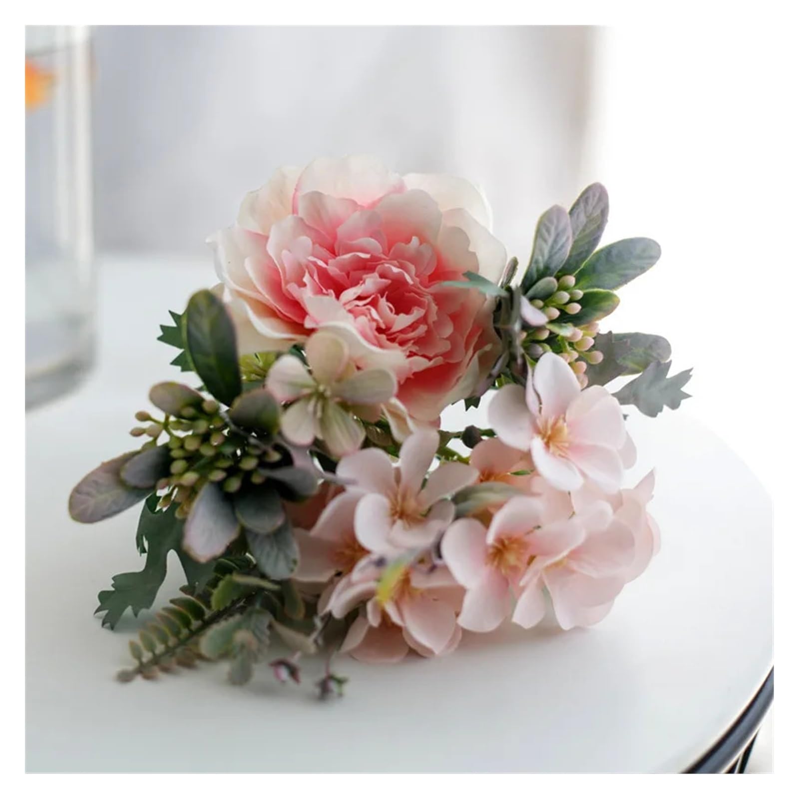 Fiori Artificiali Simulazione Bouquet Bouquet di peonia Artificiale Camelia Finta Matrimonio Decorazione Festa in casa Bouquet Vacanza Fiore di Camelia di Seta Fiori Finti(Pink)
