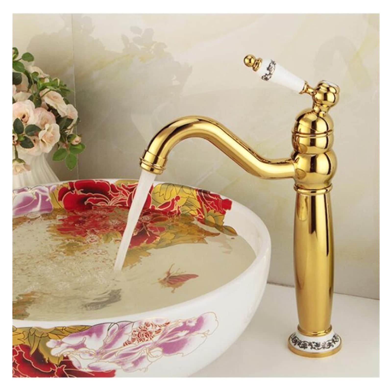 Grifos de cuenca Gold de láminas sólidas del fregadero de baño con cerámica de manguito de mango de un solo mango Mezclador de lavado de lavado con grifos WC (antigüedades cortos) LWX