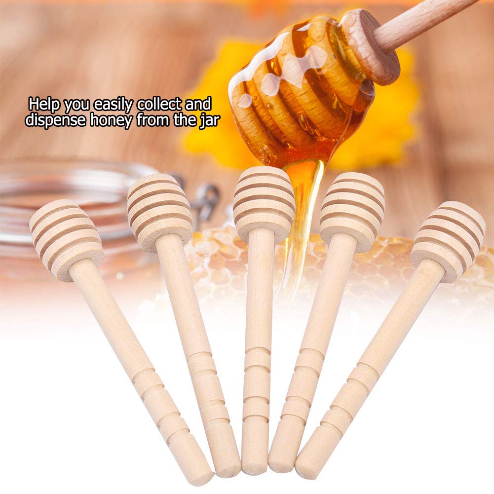 24PCS Honey Dipper, Wooden Honey Dipper Stick Honey Spoons Honey Stirring Rod Kitchen Gadgets for Honey Jam Jar Dispense(16CM)