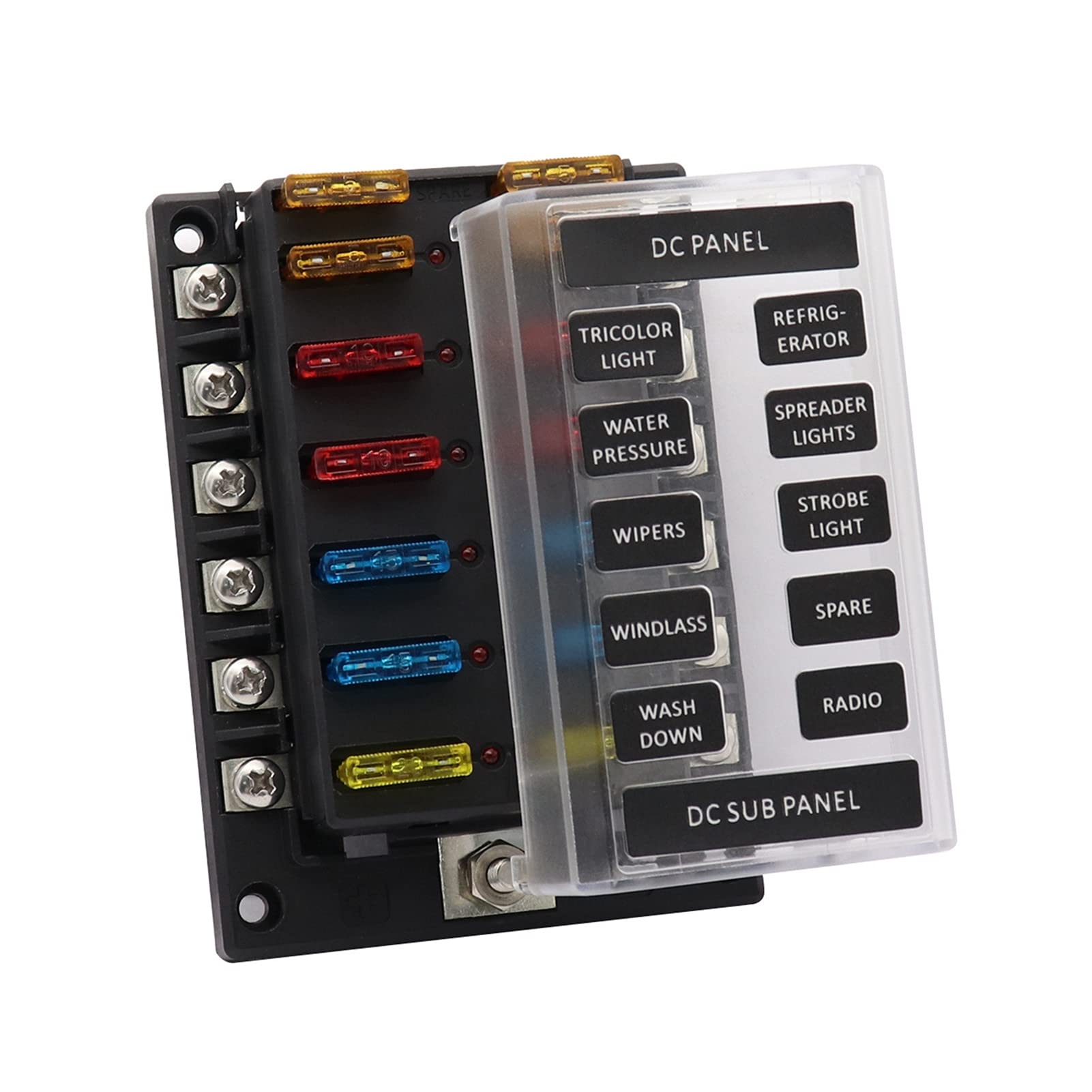 Générique Conception de Module Robuste Porte-fusible, Voiture 12-32V avec indicateur de Court-Circuit (Color : 12way Fuse Box)