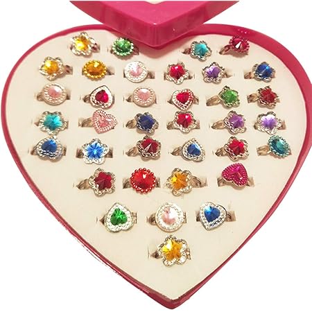 Amazon 昭和 レトロ おもちゃ 指輪 30点 宝石 おしゃれ 雑貨 女の子 ヒロイン 駄菓子屋 リング 指輪 おもちゃ