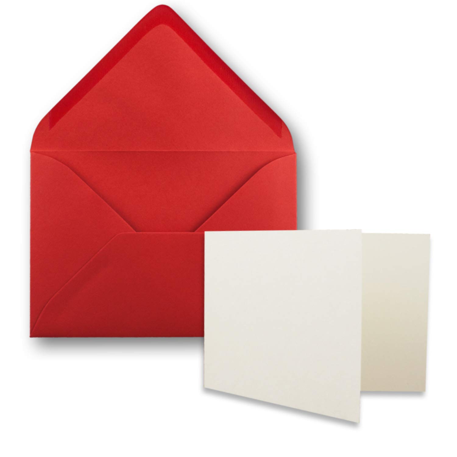 500 biglietti di auguri con busta, formato DIN A7 orizzontale, 10,5 x 7,4 cm, bianco naturale, con buste da lettera C7, colore rosso