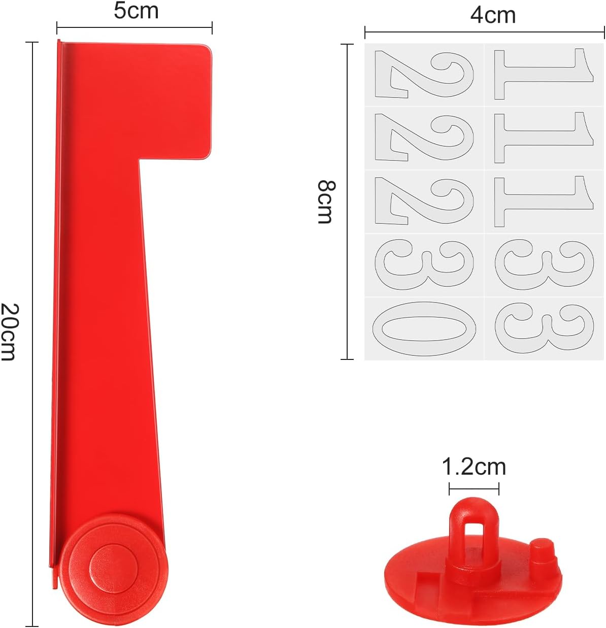 Mudder Mailbox Replacement Flag Kit - Stainless Steel Red Flag with Self Stick Mailbox Number Stickers Sheet (Black Background and Blue White Words)