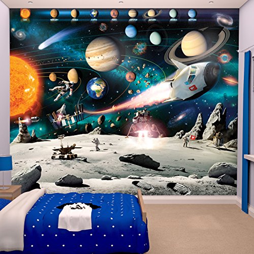 Preisvergleich Produktbild Kindertapete - Wandtapete - Fototapete Weltraumabenteuer + Tapetenkleister