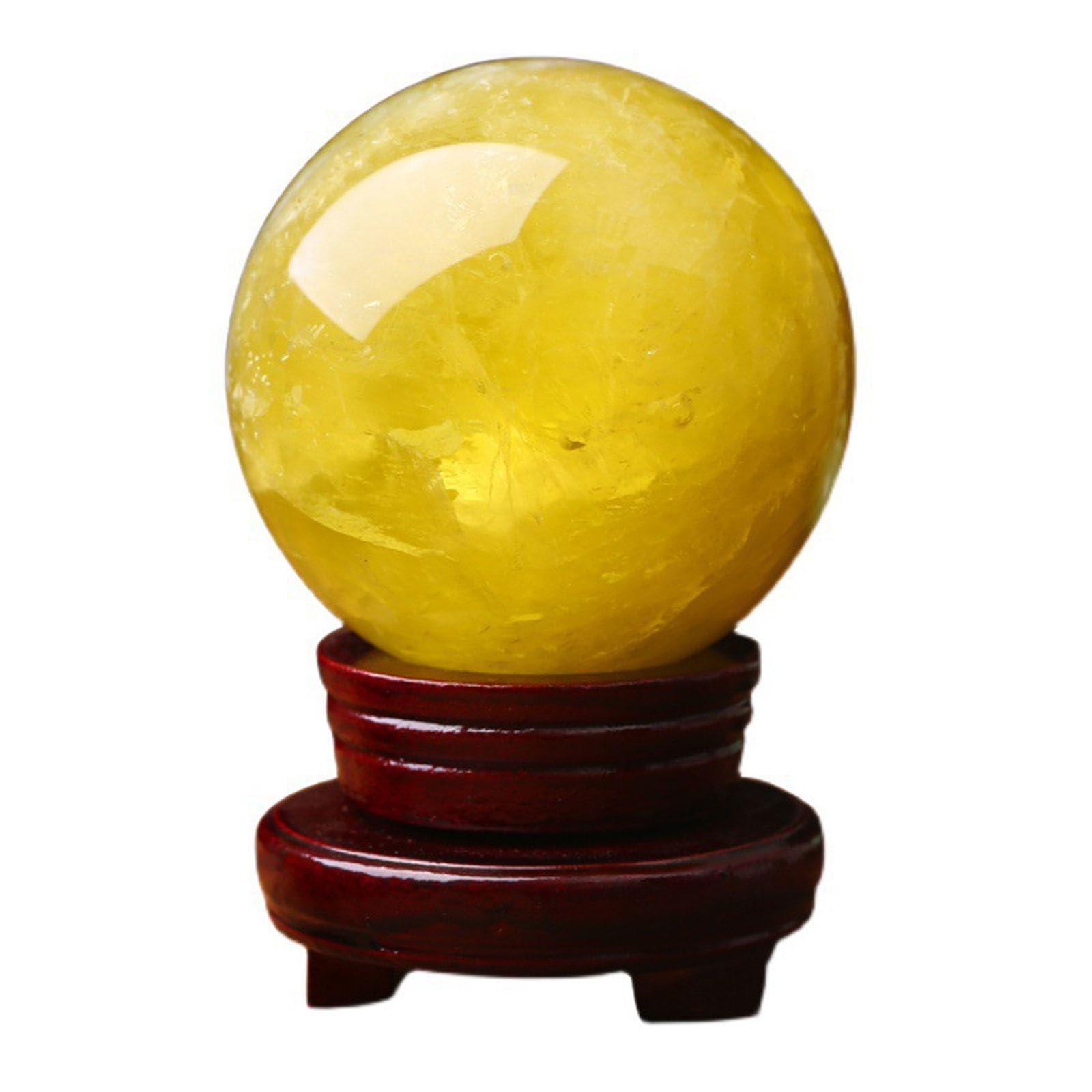 DQFOCPHHAA Citrine Ball, Feng Shui Crystal Ball Ornaments Office Living Room Study Porch Lucky Home Decorations Crystal Divination Ball for Divination Decoration,Yellow-16cm/6.3in