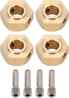 INJORA Brass Wheels Hex Hub Adapter 17mm 4pcs RC Hex Hub for 1/6 RC Crawler Car Axial SCX6 JLU Wrangler Upgrade Parts (8mm)