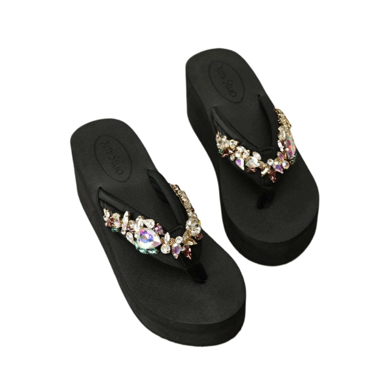 Tongs strass femme sandales plage antidérapantes semelle compensée 37
