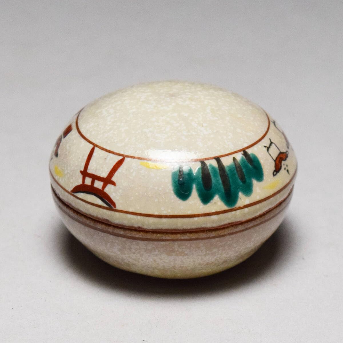 Amazon.co.jp: 大塩正人赤膚焼奈良絵丸香合共箱共布栞茶道具赤膚