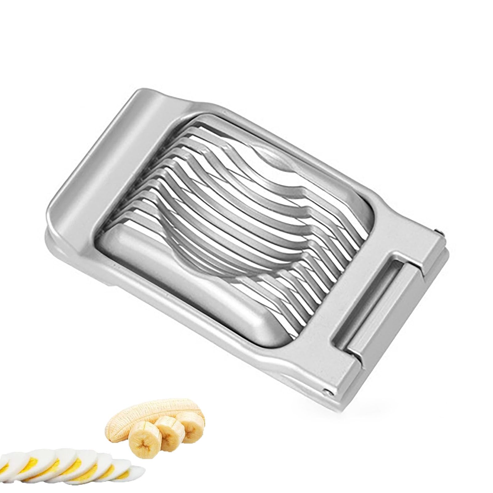 YWPYMX Aluminum Alloy Egg Slicer, Heavy Duty Multifunction Egg Cutter with Stainless Steel Wires, Tomato Strawberry Mushroom Fruit Vegetable Slicer for Home Use Silver