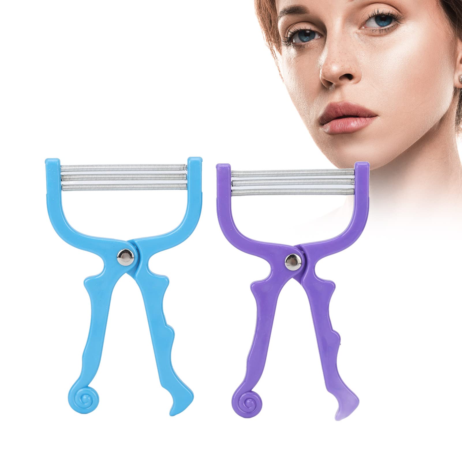 2 Piezas de Depilación Facial, Depiladoras Faciales Manuales Depiladora Facial Eficaz Dispositivo de Resorte Herramienta de Belleza Labios Faciales Portátiles Depilación Depiladoras para Mujeres