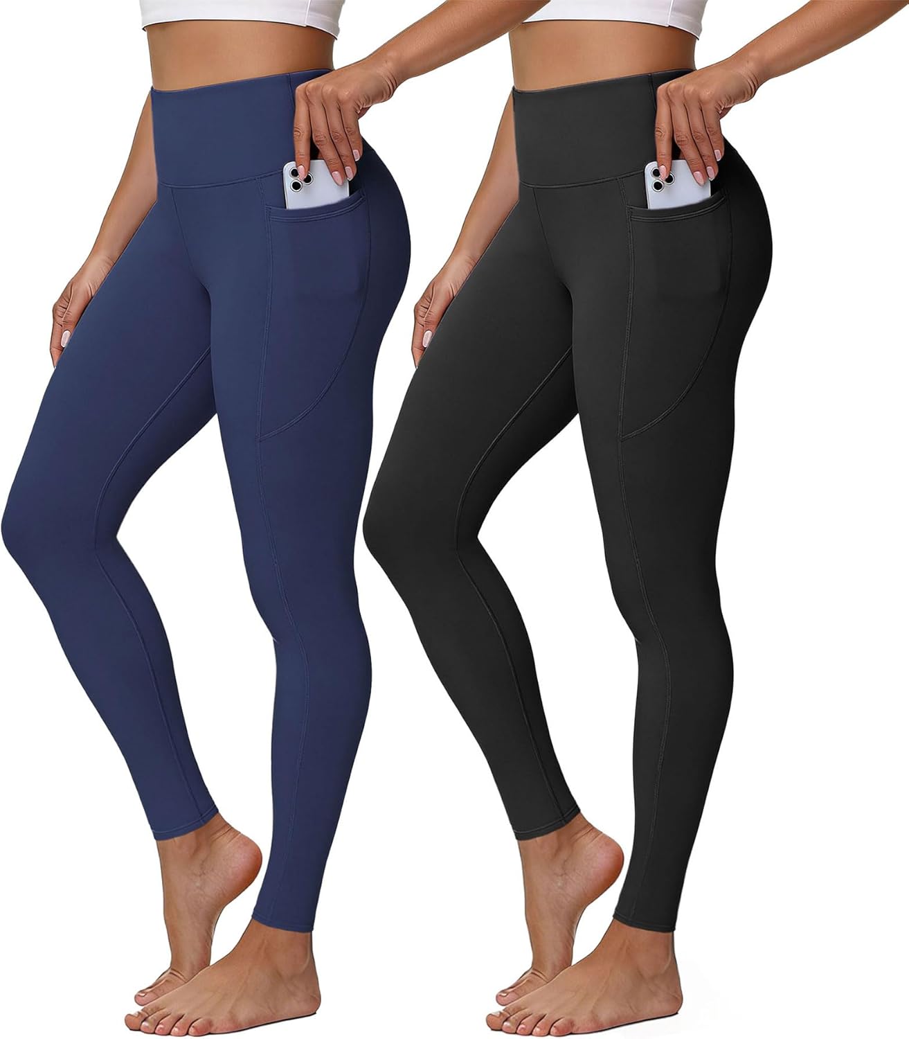 KOWBEAR Womens Yoga Leggings 4-Way Stretch High Waisted Tummy Control Pant with Pocket Workout Athletic Gym Casual Pants