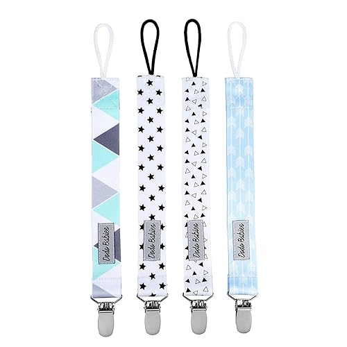 Miniatura 8 de Dodo Babies Juego de 5 piezas con clip para chupete y funda - Estampado rosa y gris - Clip universal Binkie y soporte para la mayoría de chupetes y