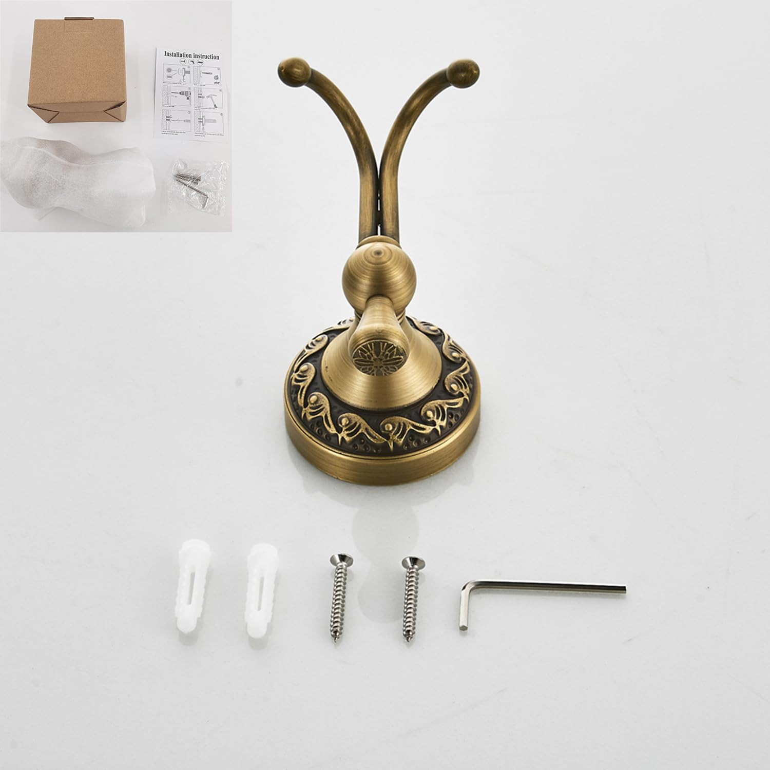Bathroom Organization 4 Piece Gold Bathroom Hardware Set - Brushed Gold Towel Bar, Hook, Ring & Toilet Paper Holder Brushed Gold Bathroom Accessories Set 4 Piece SUS304