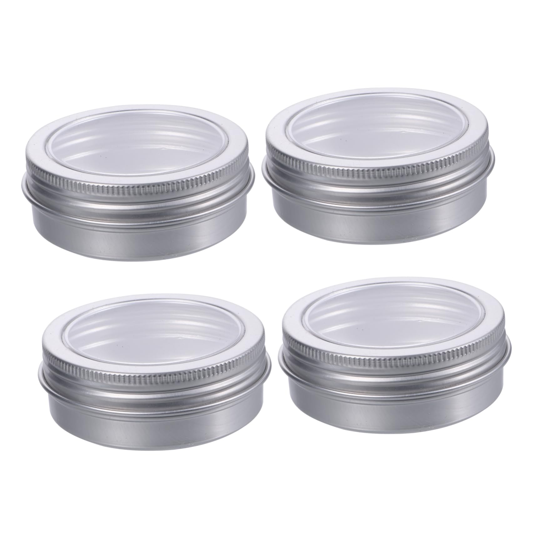 Hohopeti 12pcs 60ml Aluminum Tin Jars Reusable Storage Cans Window for DIY Candles More