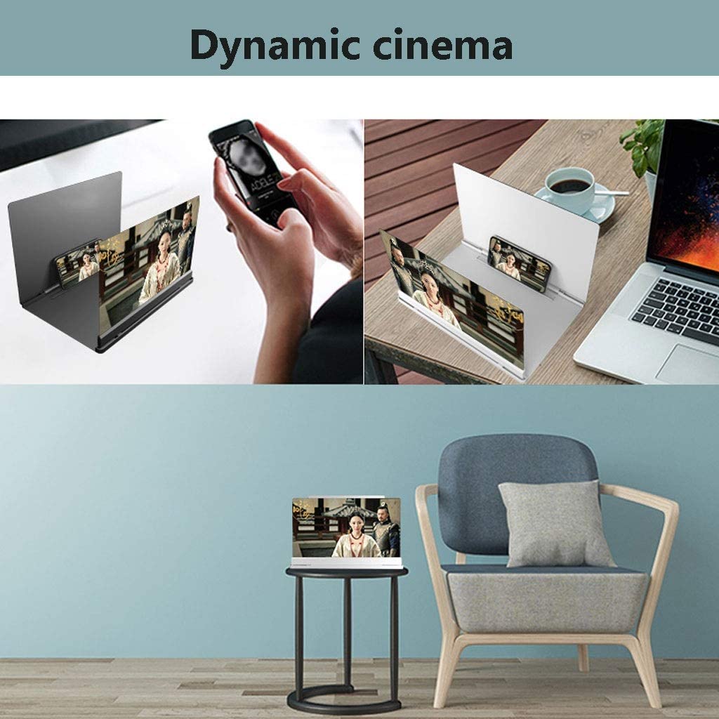 XBTGS Lente di ingrandimento per smartphone per telefono cellulare Amplificatore da 12/20 pollici Espansori schermo 3D HD Grande schermo Blu-ray Proiettore Ingranditore Universale Pieghevole Mobile S,