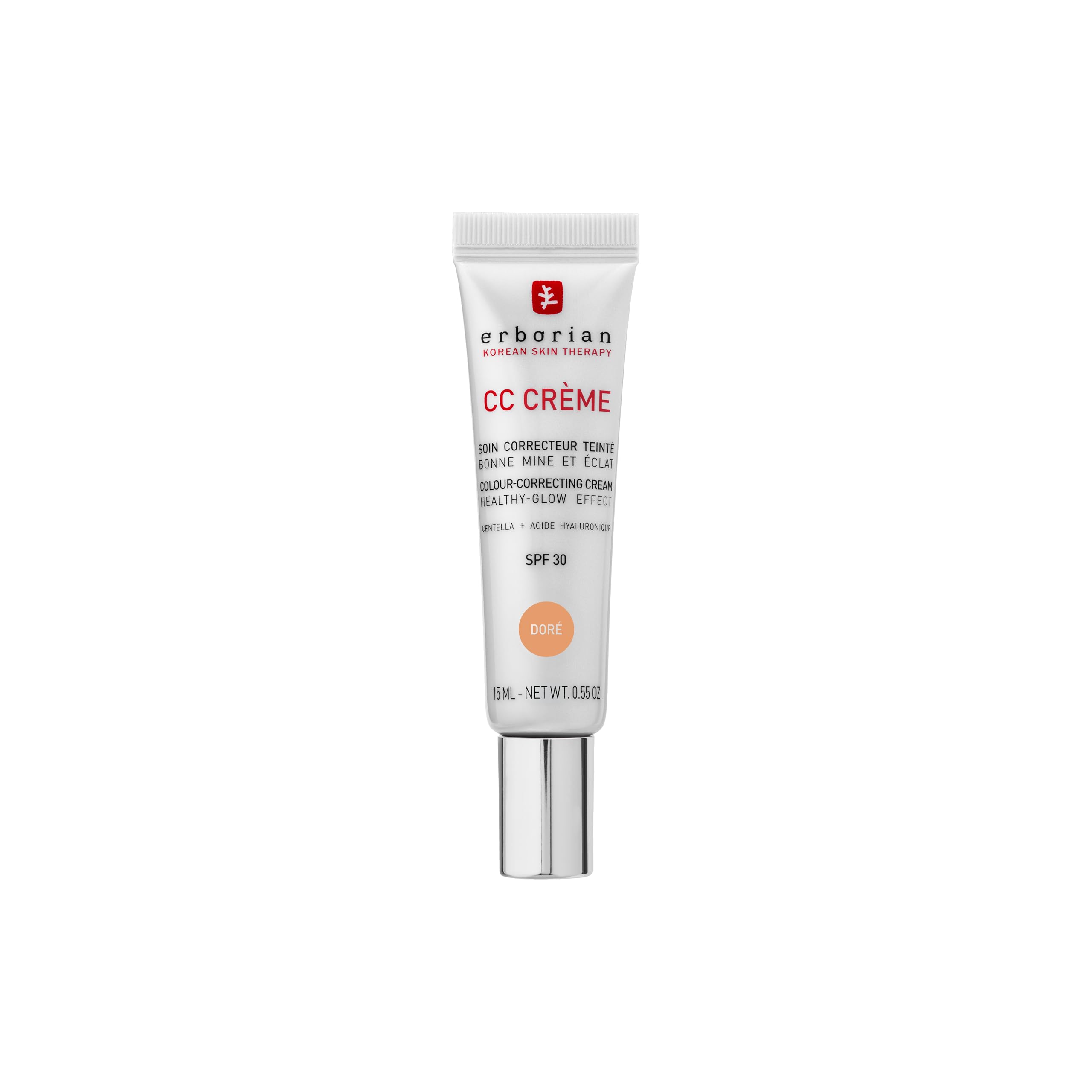Erborian - CC Cream with Centella Asiatica- Color Correcting Cream with Healthy Glow Effect - Natural and Luminous Finish - Long-Lasting Hydration - Korean Cosmetic Care - Doré 15 ml