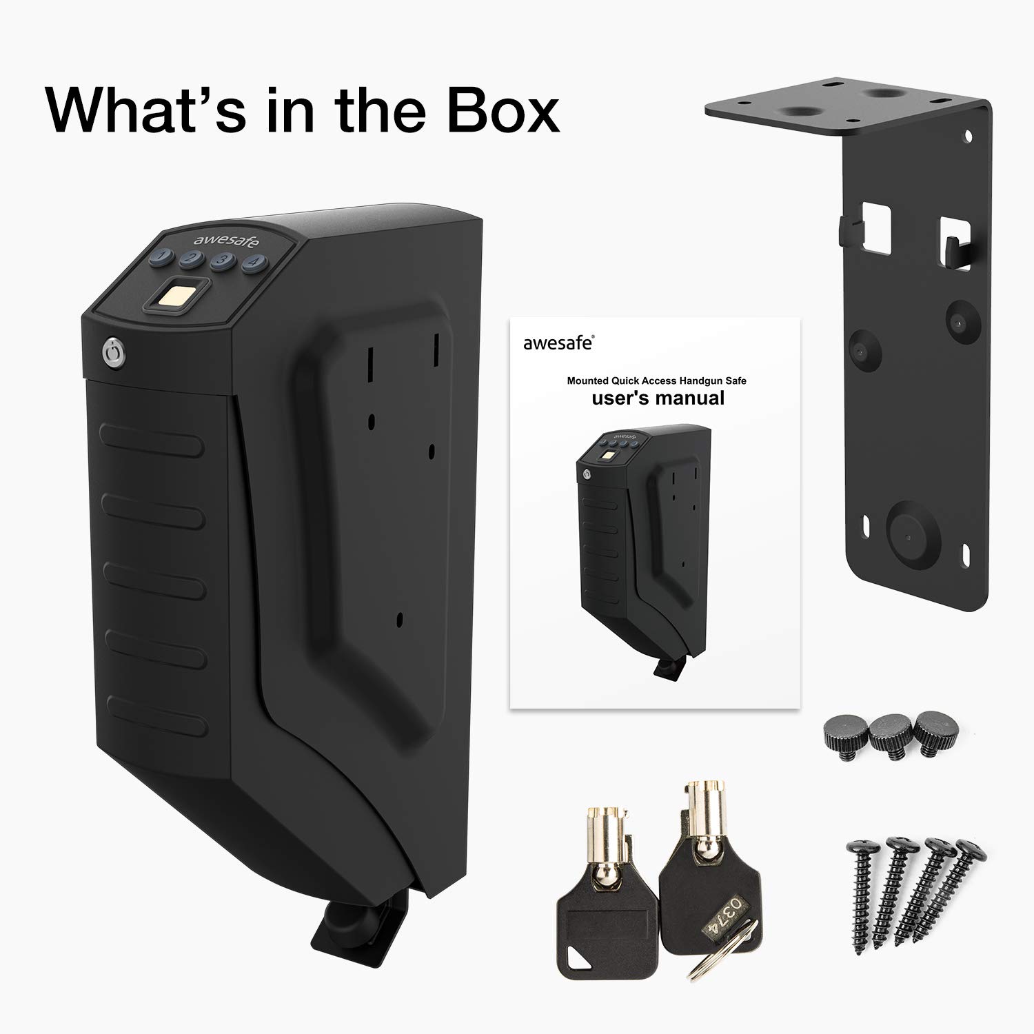 awesafe Mounted Gun Safe, Drop Down Biometric Handgun Safe Quick Access for Nightstand Wall