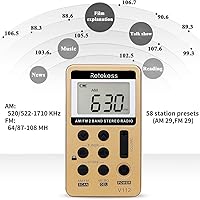 Vista 3 de Retekess V112 AM FM Radio portátil, mini radio con bolsillo para auriculares, sintonización digital, batería recargable, pantalla LCD para caminar