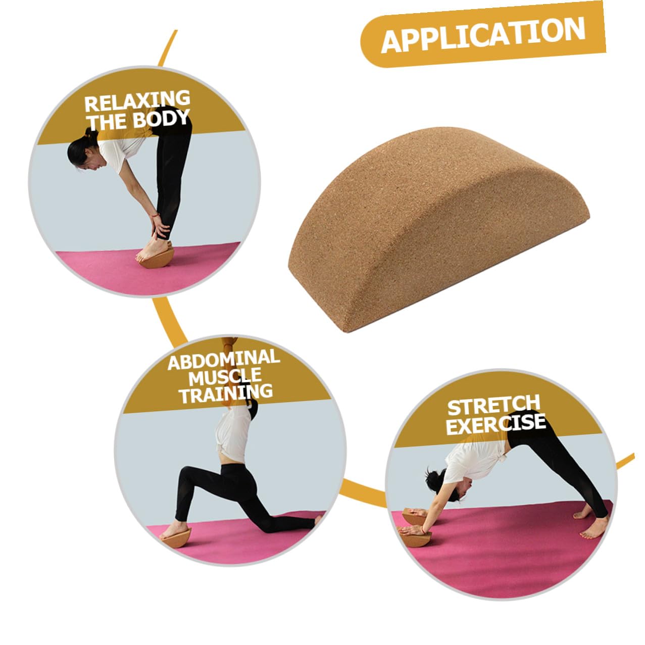 Ciieeo Bloque de Yoga de Alta Densidad y Compacto, Material de Corcho Ecológico, Antideslizante y Duradero, para Entrenamiento de Equilibrio y Fortalecimiento, Uso en Pilates