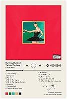 Vista 1 de TOBIANG Kanye - Póster de West My Beautiful Dark Twisted Fantasy Music Album Cover Firmado Limitado, Póster en lienzo para decoración de pared, sin