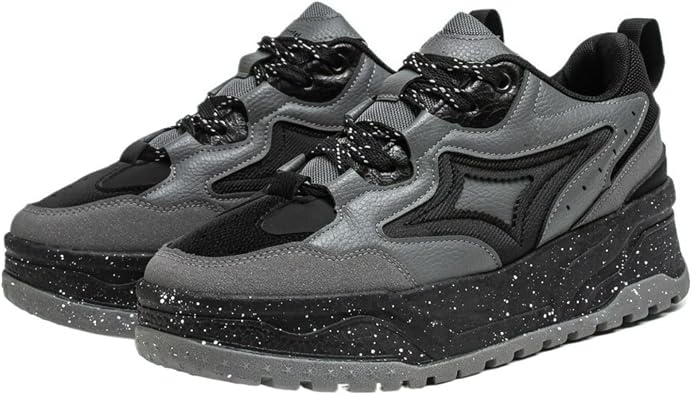 Mens Chunky Sneakers Y2K Retro Platform Skate Shoes Textured Leather Speckled Cushion Sole Streetwear Gothic Casual Walking Tennis Trainers