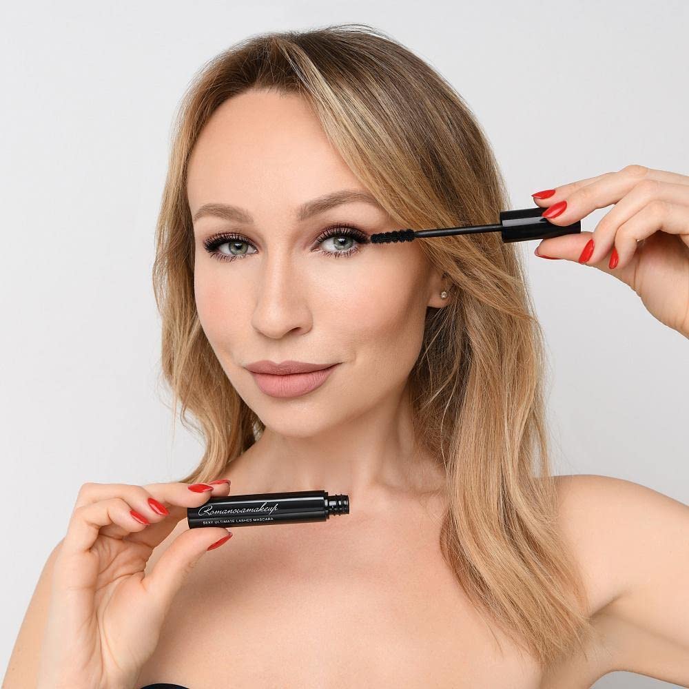 Sexy Ultimate Lashes BLACK Mascara FULL-SIZE, Nourishing, Long-lasting, Extreme Length, Naturally Black Boost Thick Lashes by Romanovamakeup. Gentle, Easy to use, Lash Mascara for Girls and Women.